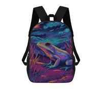 sinyumoney Neon Frog in Night Scene Backpack School Bag High Secondary School Bags Casual Backpack - Perfect for Travel, Work And Daily Use 17inch