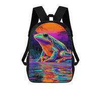 sinyumoney Neon Frog Reflections-1 School Backpack Fashion Stationery Backpack Waterproof Casual Daypacks for Camping Outdoor Adventures And Daily Travel 17inch