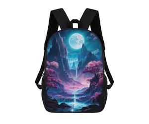 sinyumoney Neon Full Moon Valley Backpack School Bag Travel College Rucksack Backpacks for Camping Outdoor Adventures And Daily Travel 17inch