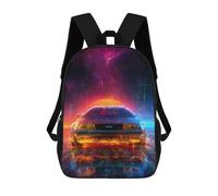 sinyumoney Neon Future Car Art Print Backpack School Bag Lightweight Casual Daypack School Backpacks for Teenage Girls Boys Women Men 17inch