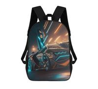sinyumoney Neon Future Car Drive Kids Backpack,School Backpack Kids School Bag 3D Printed Cartoon Large Capacity Backpack for Kids Boys And Girls 17inch