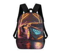 sinyumoney Neon Future Car Kids Backpacks Children Bag,Anime Bag,Large Capacity Kids Backpack, 3D Printed Children's,Student Schoolbag,Kids Boys Girls School Bag 17inch