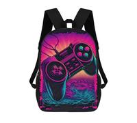 sinyumoney Neon Gaming Controller Art Kids Children School Backpack 17 Inch Bookbags Casual Travel Rucksack Boys Girls Large Capacity Daypack 17inch