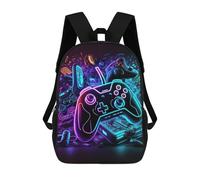 sinyumoney Neon Gaming Controllers-2 School Bag Bookbag 3D Printed Children's Backpacks for Kids Boy Girl Book Bags Kids School Bag Travel Rucksacks 17inch