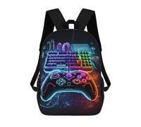 sinyumoney Neon Gaming Setup -1 School Bag Backpack Teen Schoolbag 3D Printing Adjustable Schoolbag Fashion Pocket Bag for Kids Boys Girls Students And Teenagers Fans 17inch