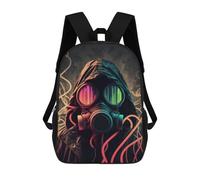 sinyumoney Neon Gas Mask Artwork-4 Backpack School Lightweight Airport College Students Back Pack for Men, Women & Teenage Boys 17inch