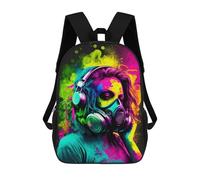 sinyumoney Neon Gas Mask Fashion Artwork Backpack School Daypacks Business Backpack Water Resistant Bookbag for Boys/Girls/Teenagers 17inch