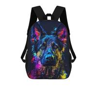 sinyumoney Neon German Shepherd School Bags High Secondary School Bags Casual Backpack for Camping Outdoor Adventures And Daily Travel 17inch
