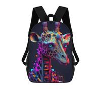 sinyumoney Neon Giraffe Portrait Backpacks Kids School Backpack School Bag 3D Printed School Bag for Boys Elementary And Middle School Students 17inch