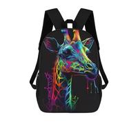 sinyumoney Neon Giraffe Portrait Rucksacks 3D Printed Children Backpacks Fashion Casual Daypack Cute Travel Bags Outdoor Casual Daypack for Boy And Girl 17inch