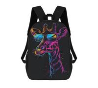 sinyumoney Neon Giraffe Sunglasses Art Print School Backpack 3D Printed Children's 17inch Backpacks Bag Bookbag for Kids Boy Girl Book Bags Kids School Bag Travel Rucksacks