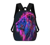 sinyumoney Neon Glitch Lion School Backpack Rucksack Casual Daypacks School Work Travel Bag for Men, Women & Teenage Boys 17inch