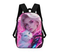 sinyumoney Neon Glow Cat Portrait Backpack School Water Resistant Travel Backpack Computer Bag - Perfect for Travel, Work And Daily Use 17inch