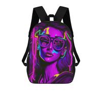 sinyumoney Neon Glow Portrait-1 Backpacks 3D Printed Kids School Backpack Outdoor Casual Daypack Fashion Casual Children Backpacks Cute Travel Bags 17inch
