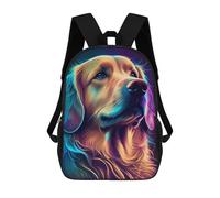 sinyumoney Neon Golden Retriever Portrait Backpack School Bag Lightweight Casual Daypack School Backpacks for Girl, Teen Girls 17inch