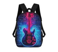 sinyumoney Neon Guitar Wall Art Backpack School Large School Backpack for Boys - Perfect for Travel, Work And Daily Use 17inch