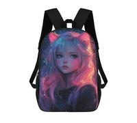 sinyumoney Neon Hair Fantasy Portrait School Bag 3D Printed Children's School Backpack Casual Fashion Travel Backpacks for Kids School Students 17inch