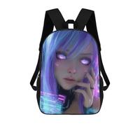 sinyumoney Neon Hair Girl-1 Backpacks 3D Printed Kids School Backpack School Bag Fashion Rucksacks for Boys Elementary And Middle School Students 17inch
