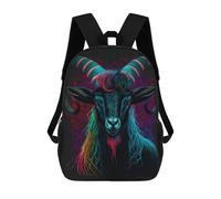 sinyumoney Neon Horned Goat Art Print Backpack School Bag Large School Backpack for Boys - Perfect for Travel, Work And Daily Use 17inch