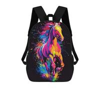 sinyumoney Neon Horse Art Backpack School Bag Water Resistant Travel Backpack Computer Bag for Teenage Girls Boys Women Men 17inch