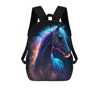 sinyumoney Neon Horse in Flames School Backpack for Girls Backpack Water Repellent Casual Daypack Lightweight Rucksack Boy Girl School Backpack 17inch