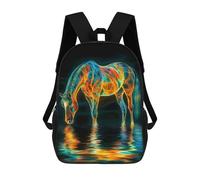 sinyumoney Neon Horse Reflection Backpack School Large Water Resistant Laptop Backpack for Teenage Girls Boys Women Men 17inch