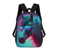 sinyumoney Neon Horse Sunglasses Art Children's School Backpack 3D Printed for Kids Travel Rucksacks Book Bags Kids School Bag 17inch