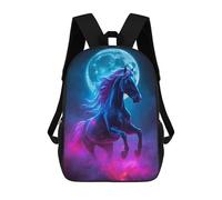 sinyumoney Neon Horse with Moon Rucksack Water Resistant Travel Backpack Computer Bag for Men, Women & Teenage Boys 17inch