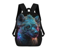 sinyumoney Neon Hyena with Glasses-2 Kids Backpack 17 Inch School Bag 3D Printed Cartoon School Backpacks for Boys And Teenager School Students