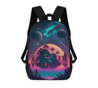 sinyumoney Neon Island Fantasy -2 3D Printed Children's School Backpack for Kids Travel Rucksacks Book Bags Kids School Bag 17inch