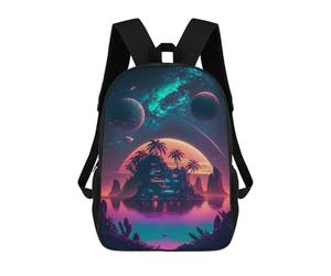 sinyumoney Neon Island Fantasy -2 School Bags Water Resistant School Bag Business Backpack for Boys/Girls/Teenagers 17inch