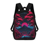 sinyumoney Neon Japanese Landscape School Bags Rucksack Casual Daypacks School Work Travel Bag for Men, Women & Teenage Boys 17inch