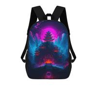 sinyumoney Neon Japanese Temple Landscape School Backpack Business Laptop Rucksack Bag Unisex Casual Daypack for Boys/Girls/Teenagers 17inch