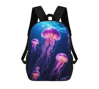sinyumoney Neon Jellyfish Glowing Backpacks Kids School Backpack School Bag 3D Printed School Bag for Boys Elementary And Middle School Students 17inch