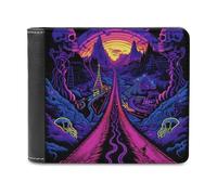 sinyumoney Neon Journey Through The Mountains 3D Print PU Leather Wallet Use Holds Bills Banknote Compartments Soft Convenient Purse for Boys Girls 11.7cm*9.5cm