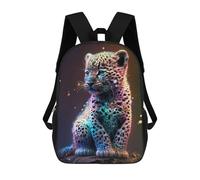 sinyumoney Neon Leopard Cub Kids Backpacks,3D Personalized School Bookbags for Boys Girls Large Schoolbags Casual Daypack 17inch
