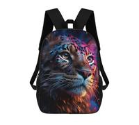sinyumoney Neon Leopard Portrait-1 School Bag 3D Printed Backpacks Fashion Kids School Backpack Boys Rucksacks for Boys Middle School Students 17inch