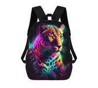 sinyumoney Neon Leopard Portrait -6 School Backpack Secondary Causal Travel High School Bags for Campus Outdoor Travel Sports 17inch