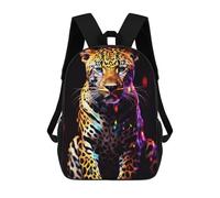 sinyumoney Neon Leopard Portrait -9 School Bags Business Laptop Rucksack Bag Unisex Casual Daypack for Camping Outdoor Adventures And Daily Travel 17inch
