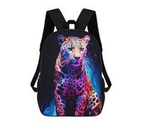 sinyumoney Neon Leopard Portrait Backpack for Boys Teen Students, Girls Rucksack Bags Toddler Elementary Middle School Bookbag 17inch