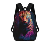 sinyumoney Neon Leopard Portrait Children's Backpack, Schoolbag Large Capacity Students Bookbag Rucksack Knapsack for Boys Girls Adults Teen 17inch