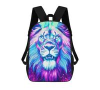 sinyumoney Neon Lion Art Print School Bag 3D Printed Backpacks Fashion Kids School Backpack Boys Rucksacks for Boys Middle School Students 17inch