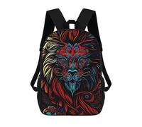 sinyumoney Neon Lion Artwork -1 Backpack Kids School Bag Boys Cartoon 3D Print Students Schoolbag Laptop Daypack for Boys Girls 17inch