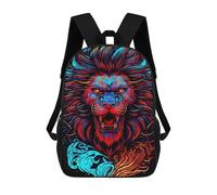 sinyumoney Neon Lion Artwork -2 Backpacks, Kids Backpack Student School Bag 3D Printed Travel Backpacks Fashion Accessory Backpack Children Waterproof School Bags 17inch