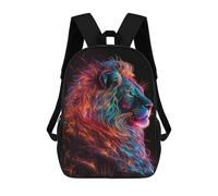 sinyumoney Neon Lion Artwork Backpack 3D Print Kids Bag Elementary Students Daypack Lightweight School Bag for Children Girls Boys Nursery Lunch Pack 17inch