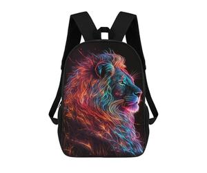 sinyumoney Neon Lion Artwork Backpack 3D Print Kids Bag Elementary Students Daypack Lightweight School Bag for Children Girls Boys Nursery Lunch Pack 17inch