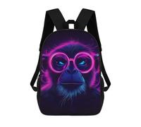 sinyumoney Neon Monkey Portrait Rucksacks 3D Printed Children Backpacks Fashion Casual Daypack Cute Travel Bags Outdoor Casual Daypack for Boy And Girl 17inch