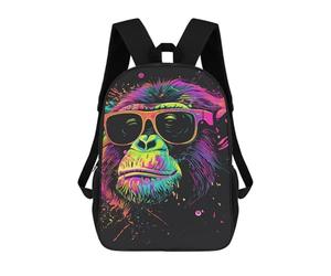 sinyumoney Neon Monkey Sunglasses Art Print Backpack School Work Business College School for Men, Women & Teenage Boys 17inch