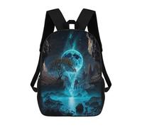 sinyumoney Neon Moon Waterfall Oasis School Bags Water Resistant Travel Backpack Computer Bag for Campus Outdoor Travel Sports 17inch