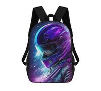 sinyumoney Neon Motorcycle Helmet Art Rucksack Rucksack Casual Daypacks School Work Travel Bag for Men, Women & Teenage Boys 17inch